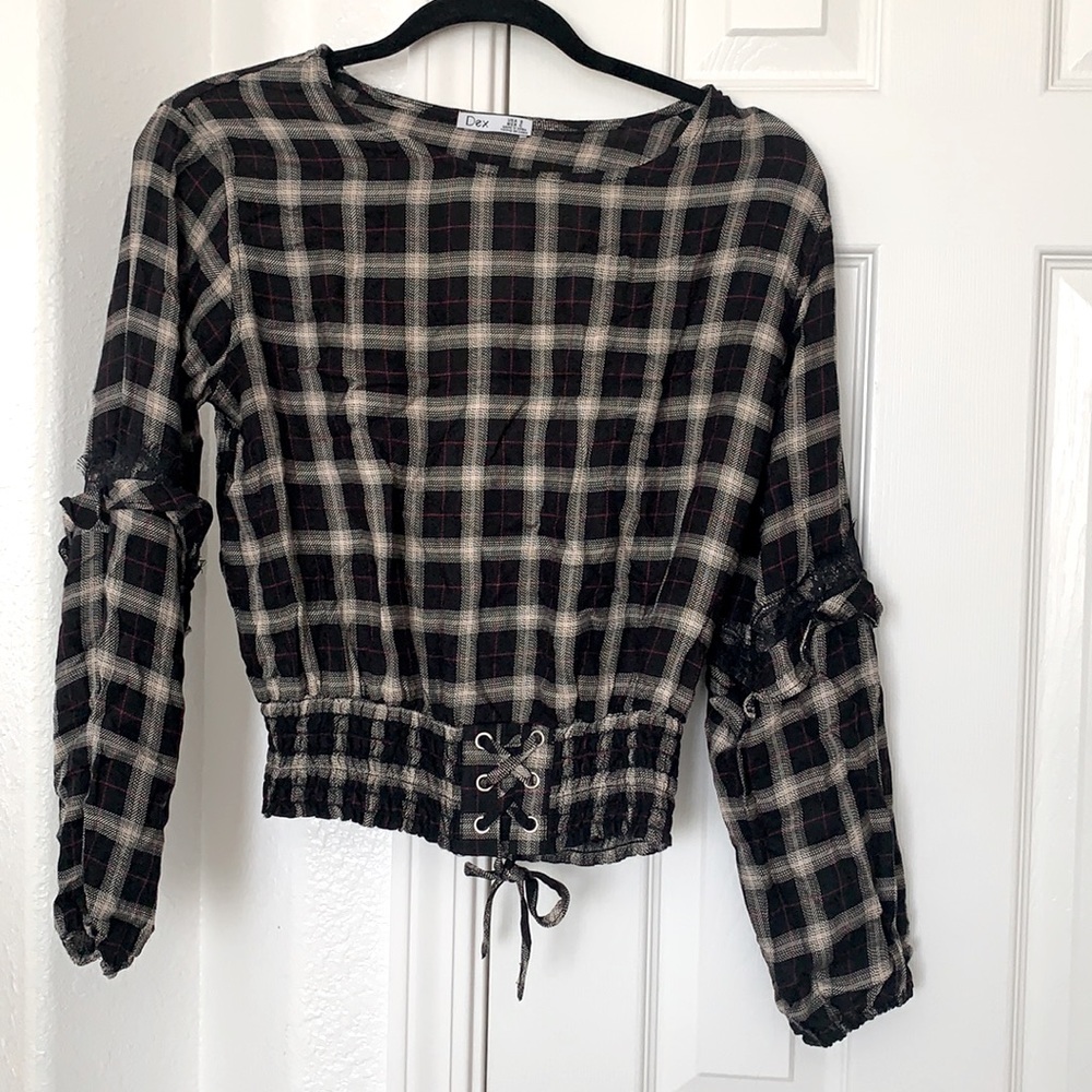 Plaid long sleeve blouse
